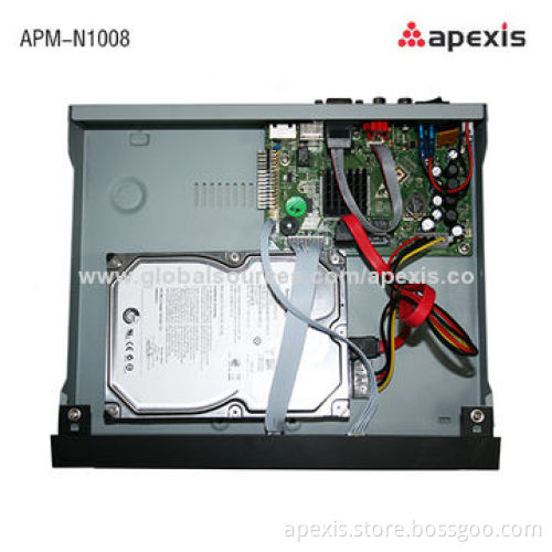 HD DVR/NVR, supports 8-inch 720P IP cameras access, 4-inch cameras real-time play back, 2T hard disk